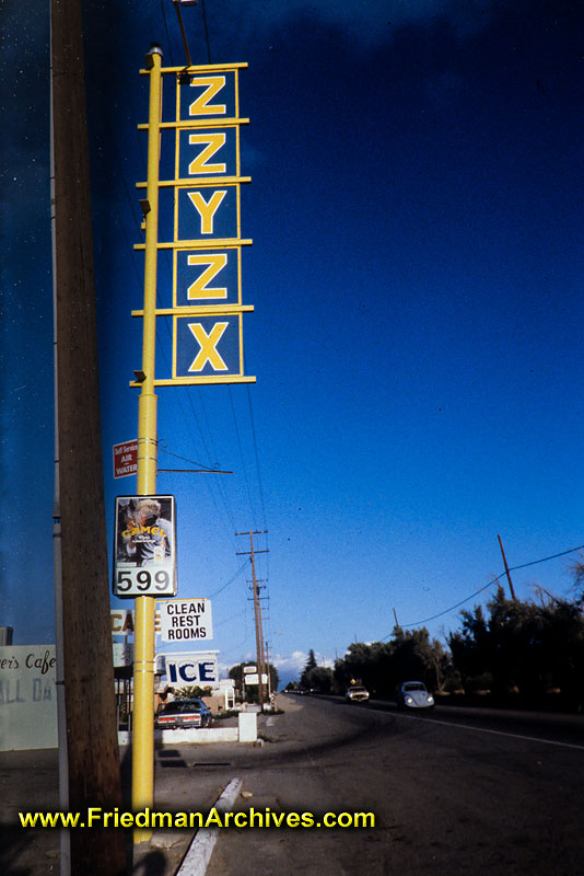 california,desert,gas,station,petrol,1970s,sign,blue,polarizer,sky,advertising,